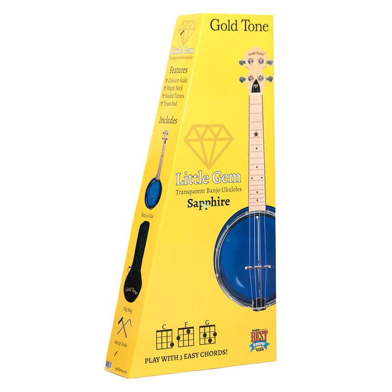 Gold Tone Little Gem (Sapphire): See-Through Banjo-Ukulele with Bag