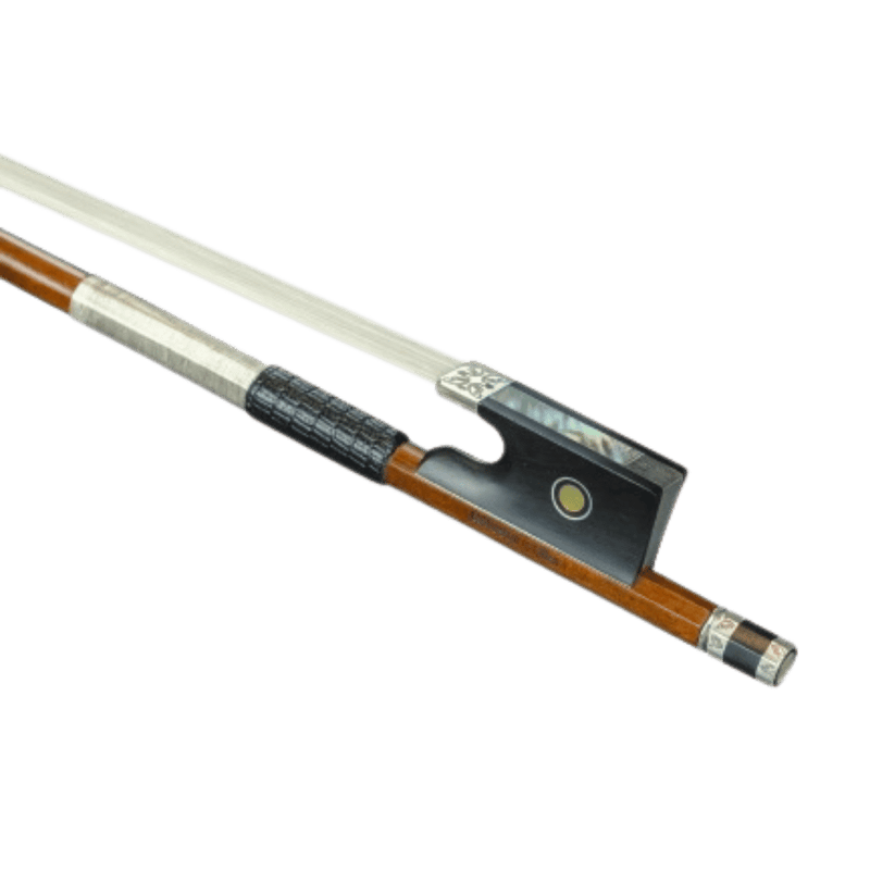 Hermann Luger Violin Master Bow with Carved Silver Mount
