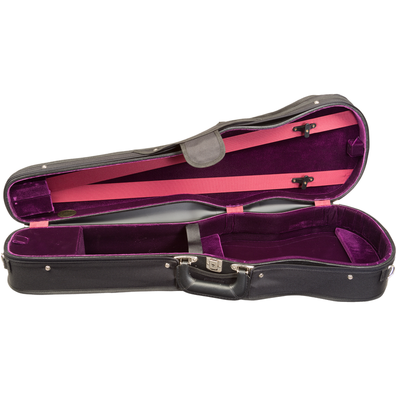Bobelock 1007 Shaped Wood Shell Velvet Violin Case - With Suspension